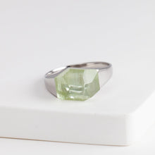 Load image into Gallery viewer, Mini rock crystal green aquamarine ring - silver