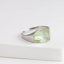 Load image into Gallery viewer, Mini rock crystal green aquamarine ring - silver