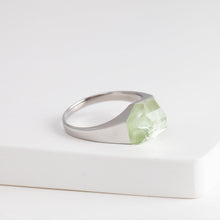 Load image into Gallery viewer, Mini rock crystal green aquamarine ring - silver