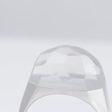 Load image into Gallery viewer, Mini rock faceted round milky quartz ring - silver