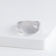 Load image into Gallery viewer, Mini rock faceted round milky quartz ring - silver