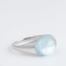 Load image into Gallery viewer, Mini rock round blue aquamarine ring - silver