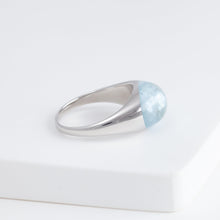 Load image into Gallery viewer, Mini rock round blue aquamarine ring - silver