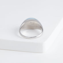 Load image into Gallery viewer, Mini rock round blue aquamarine ring - silver