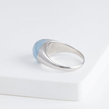 Load image into Gallery viewer, Mini rock round blue aquamarine ring - silver