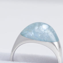 Load image into Gallery viewer, Mini rock round blue aquamarine ring - silver