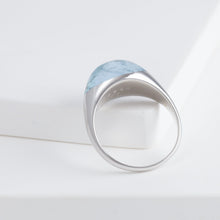 Load image into Gallery viewer, Mini rock round blue aquamarine ring - silver
