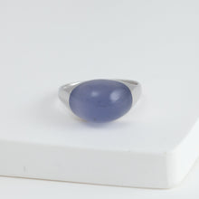 Load image into Gallery viewer, Mini rock round blue chalcedony ring - silver