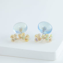Load image into Gallery viewer, Fairy cabochon aquamarine and opal earrings