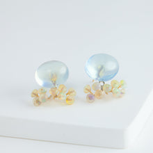 Load image into Gallery viewer, Fairy cabochon aquamarine and opal earrings