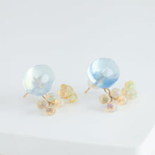 Load image into Gallery viewer, Fairy cabochon aquamarine and opal earrings