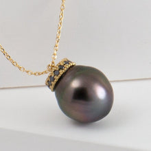 Load image into Gallery viewer, Swirl black pearl long necklace