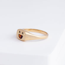 Load image into Gallery viewer, Small happy face signet ring with sparkly cheeks