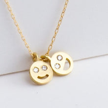 Load image into Gallery viewer, Two smiley diamond necklace