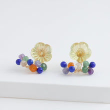 Load image into Gallery viewer, Fairy lemon quartz flower and mixed stone earrings