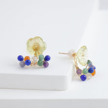 Load image into Gallery viewer, Fairy lemon quartz flower and mixed stone earrings