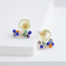 Load image into Gallery viewer, Fairy lemon quartz flower and mixed stone earrings