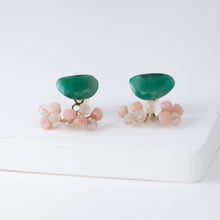 Load image into Gallery viewer, Fairy emerald and pink stone earrings