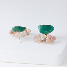 Load image into Gallery viewer, Fairy emerald and pink stone earrings