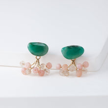 Load image into Gallery viewer, Fairy emerald and pink stone earrings
