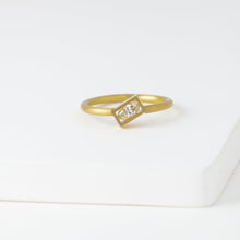 Load image into Gallery viewer, Position yellow gold rectangle frame marquis diamond ring