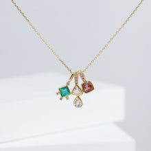 Load image into Gallery viewer, Tiny red square spinel necklace (with diamond bail)