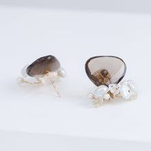 Load image into Gallery viewer, Fairy smoky quartz and mixed white stones earrings