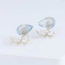 Load image into Gallery viewer, Fairy pear aquamarine and pearl earrings