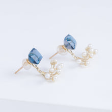 Load image into Gallery viewer, Fairy London blue topaz and pearl earrings