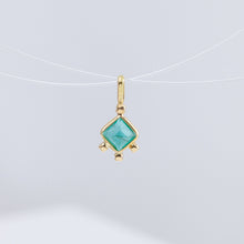 Load image into Gallery viewer, Tiny square emerald and diamond necklace