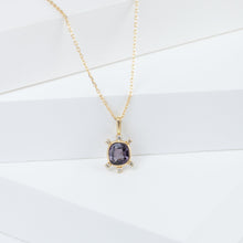 Load image into Gallery viewer, Tiny purple oval spinel and diamond necklace