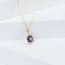 Load image into Gallery viewer, Tiny purple oval spinel and diamond necklace