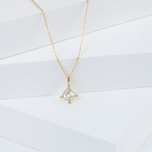 Load image into Gallery viewer, Tiny pear rainbow moonstone and diamond necklace