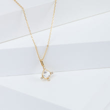 Load image into Gallery viewer, Tiny pear rainbow moonstone and diamond necklace
