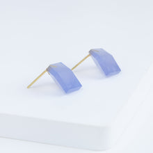 Load image into Gallery viewer, Cube blue chalcedony earrings