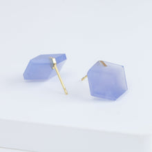 Load image into Gallery viewer, Cube blue chalcedony earrings