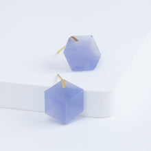 Load image into Gallery viewer, Cube blue chalcedony earrings