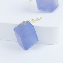 Load image into Gallery viewer, Cube blue chalcedony earrings