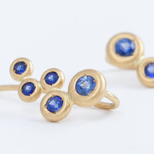 Load image into Gallery viewer, Puff small gradation blue sapphire climber earring