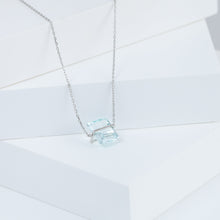 Load image into Gallery viewer, Band one-of-a-kind platinum rectangular aquamarine necklace