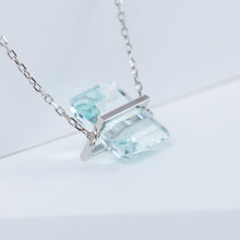 Load image into Gallery viewer, Band one-of-a-kind platinum rectangular aquamarine necklace