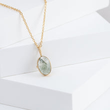 Load image into Gallery viewer, Gallery oval moss aquamarine necklace