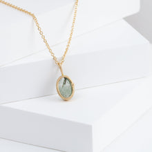 Load image into Gallery viewer, Gallery oval moss aquamarine necklace