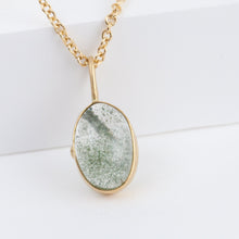Load image into Gallery viewer, Gallery oval moss aquamarine necklace