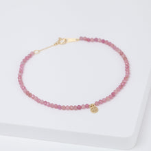 Load image into Gallery viewer, Smiley pink tourmaline beads bracelet