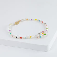 Load image into Gallery viewer, Moon charm pearl and colorful gemstones beads bracelet