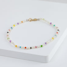 Load image into Gallery viewer, Moon charm pearl and colorful gemstones beads bracelet