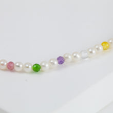 Load image into Gallery viewer, Moon charm pearl and colorful gemstones beads bracelet