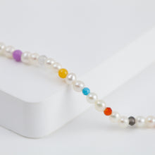 Load image into Gallery viewer, Moon charm pearl and colorful gemstones beads bracelet