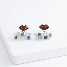 Load image into Gallery viewer, Fairy lip garnet and mixed stone earrings